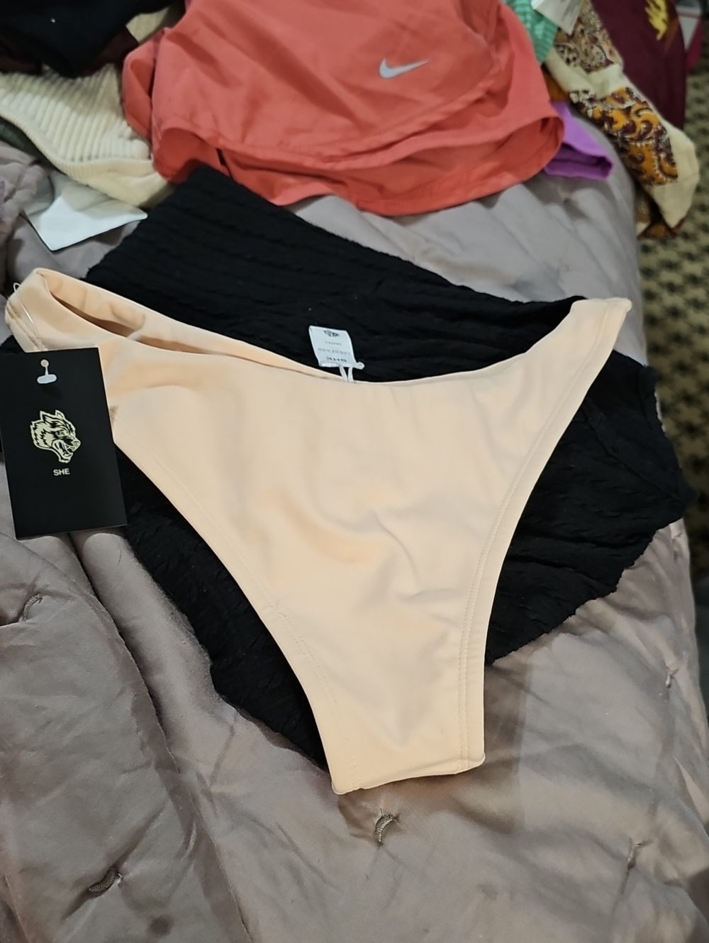 High-Cut‎ Bikini Bottom in Peach